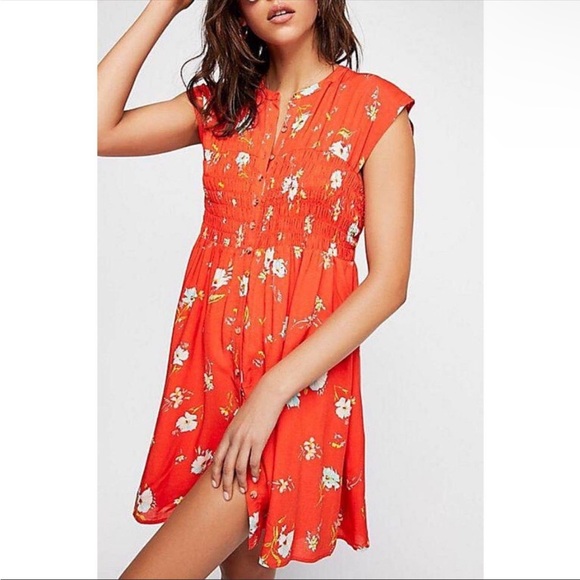 Free People Dresses & Skirts - Free People Greatest Day Floral Smocked Mini Dress size medium